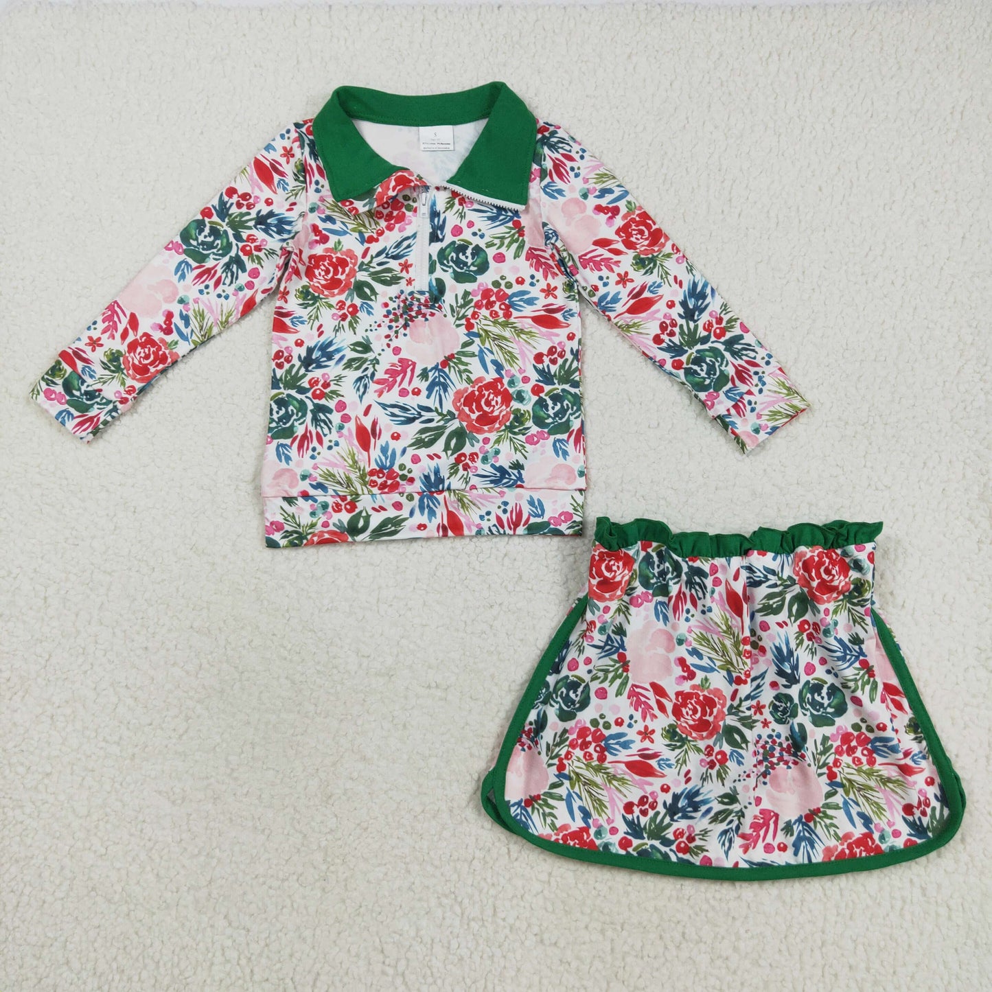GLD1075 Yoga flower zipper girl summer skirt outfit 202508 RTS