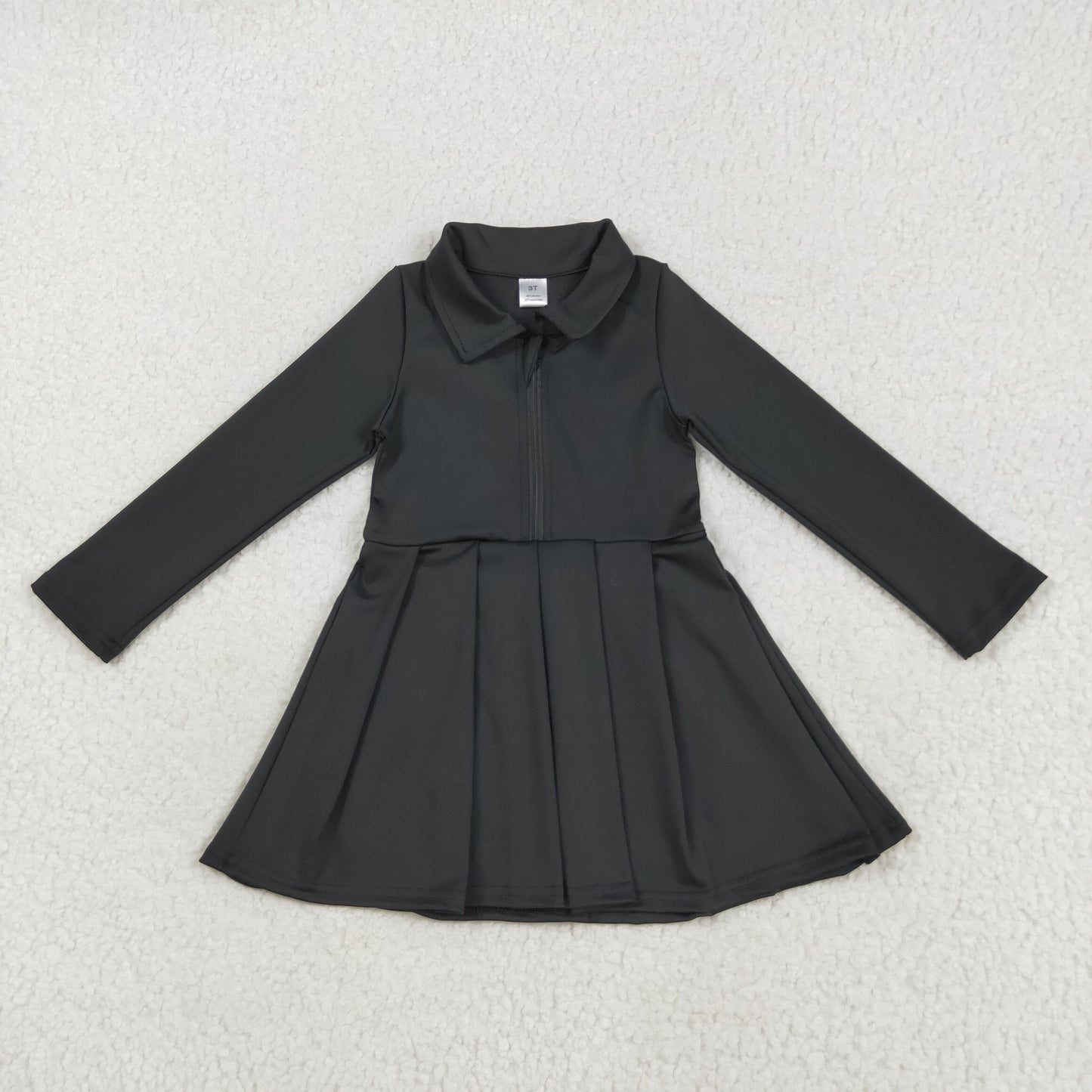 GLD1150 solid Black zipper yoga girl dress 202507 RTS