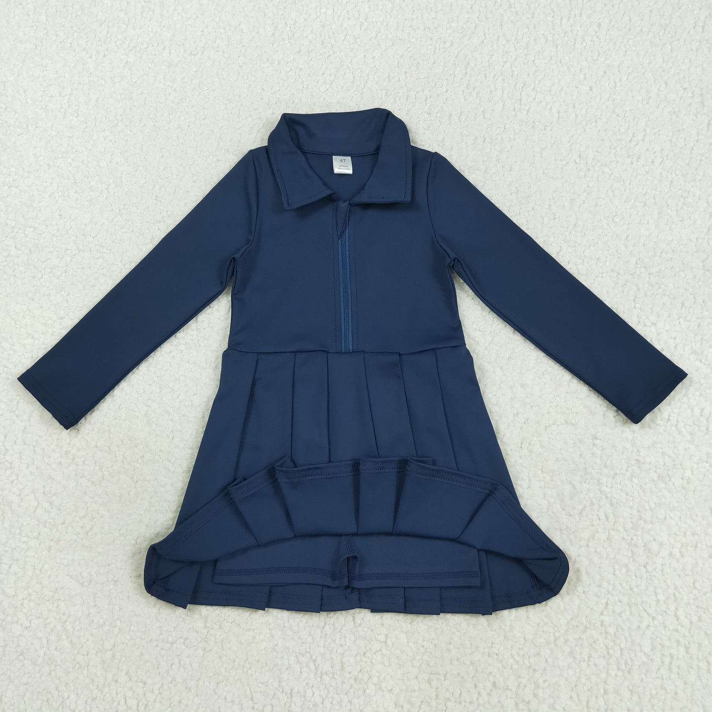 GLD1151 solid blue zipper yoga girl dress 202508 rts