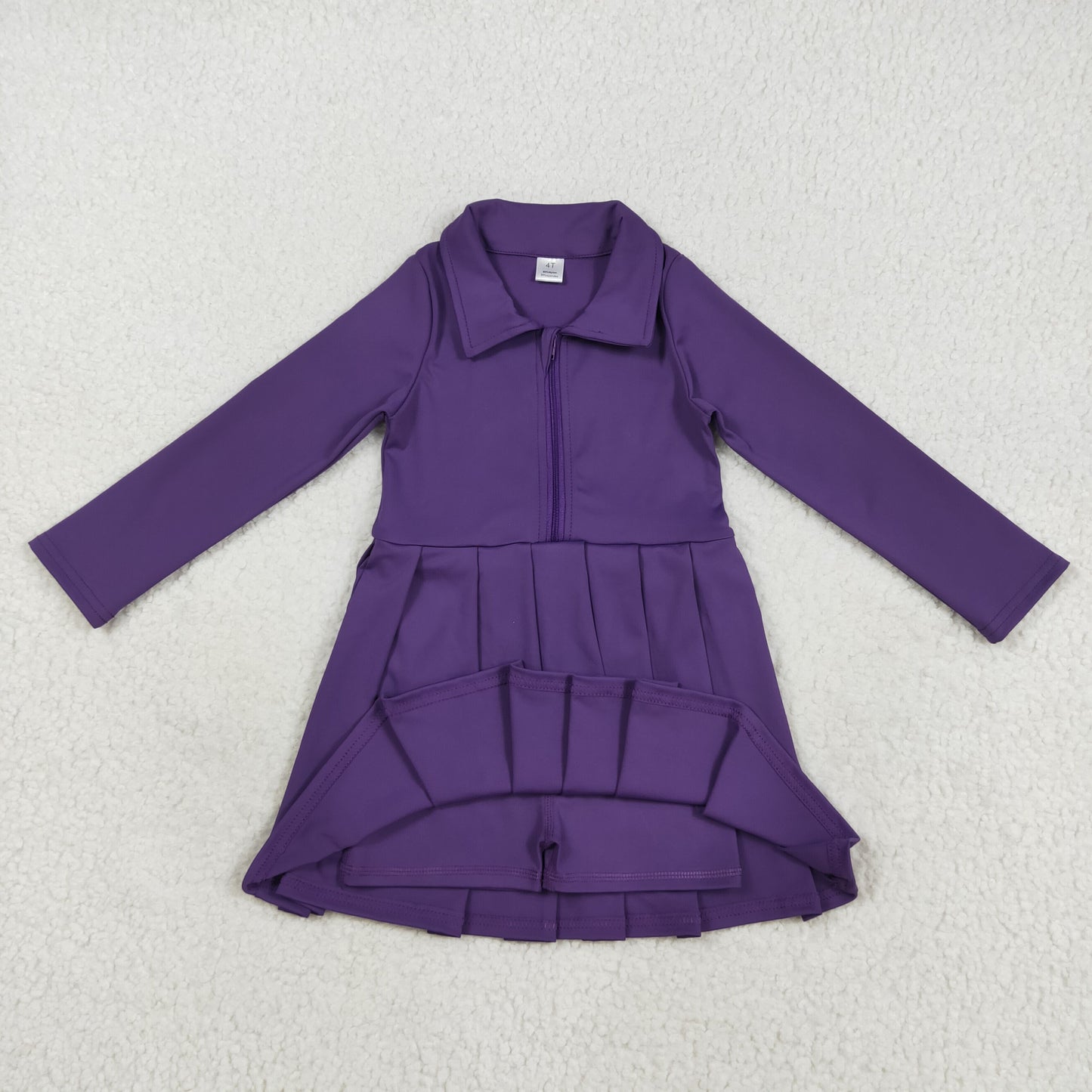 GLD1152 solid zipper yoga girl dress 202508 RTS