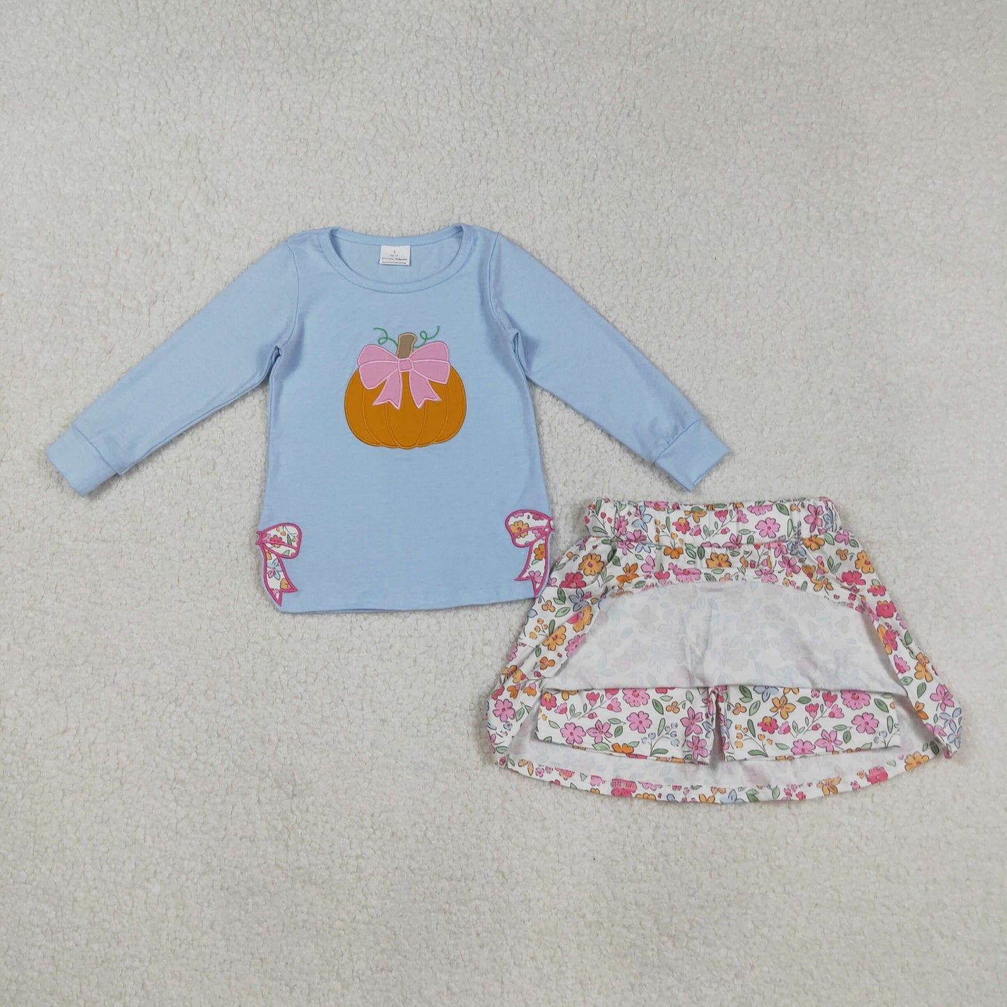 GLD1172 embroidery Halloween pumpkin skirt girl outfit 202507 RTS