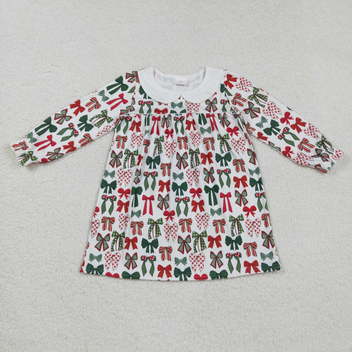 GLD1237 bow Christmas girl dress 202508 RTS