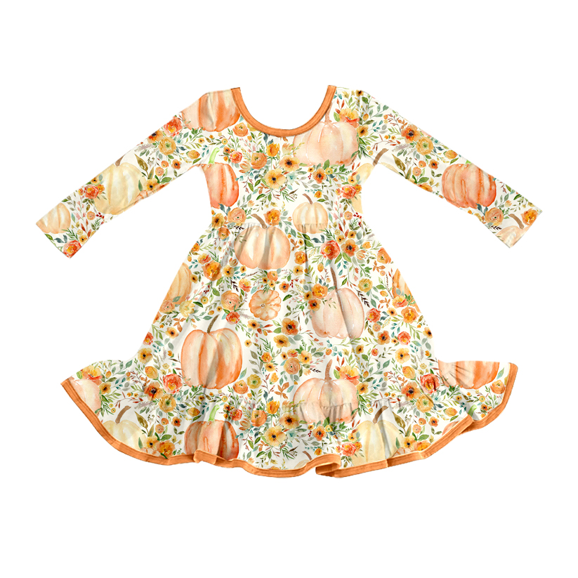 GLD1248 Christmas pumpkin Halloween girl dress 202508 preorder