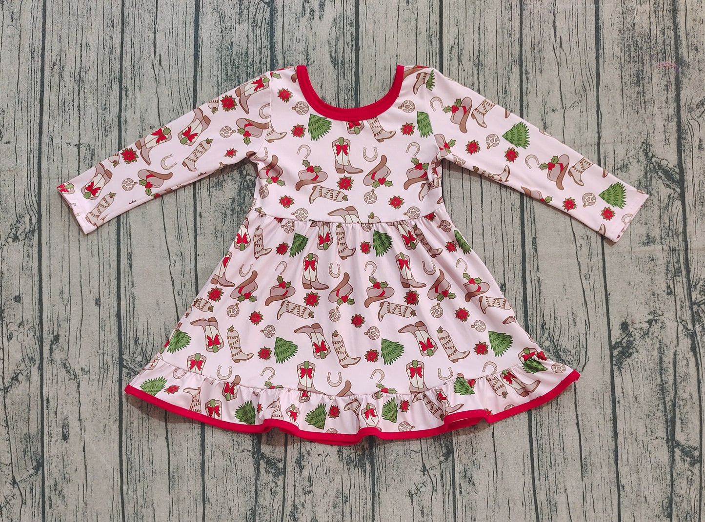 GLD1274 Christmas boots girl dress 202508 preorder