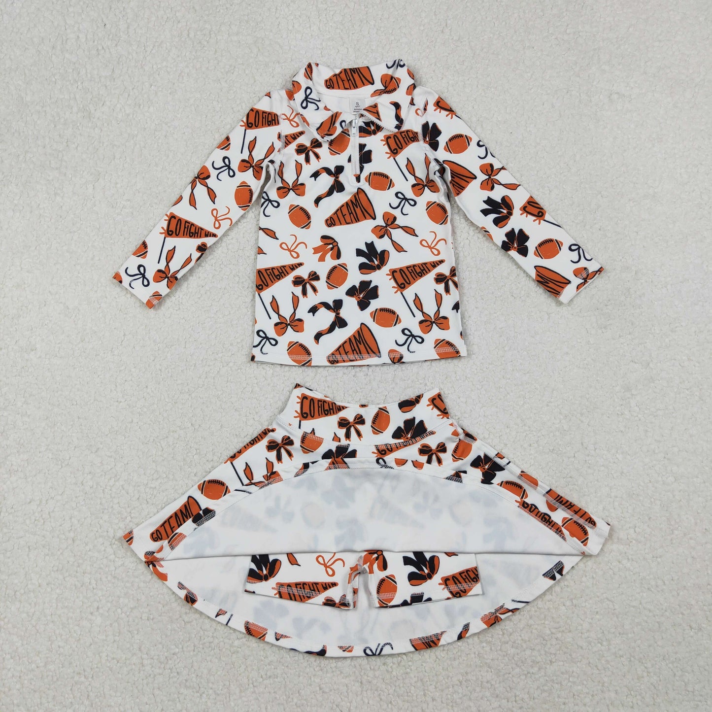 GLD1285 cheer go team bow Yoga westen skirt girl dress OUTFIT 202510 RTS