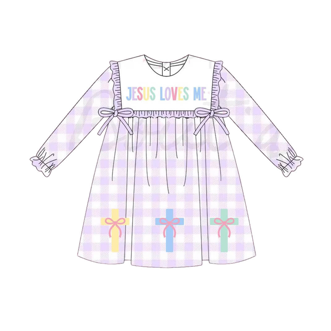 GLD1356 Jesus love me girl dress 202509 preorder