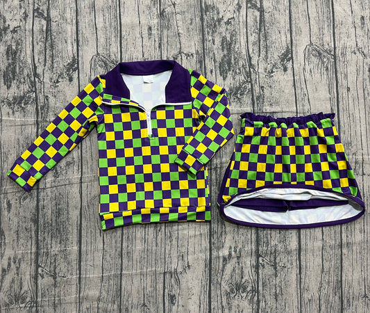 GLD1362 checkerboard Mardi Gras sibling outfit 202510 preorder