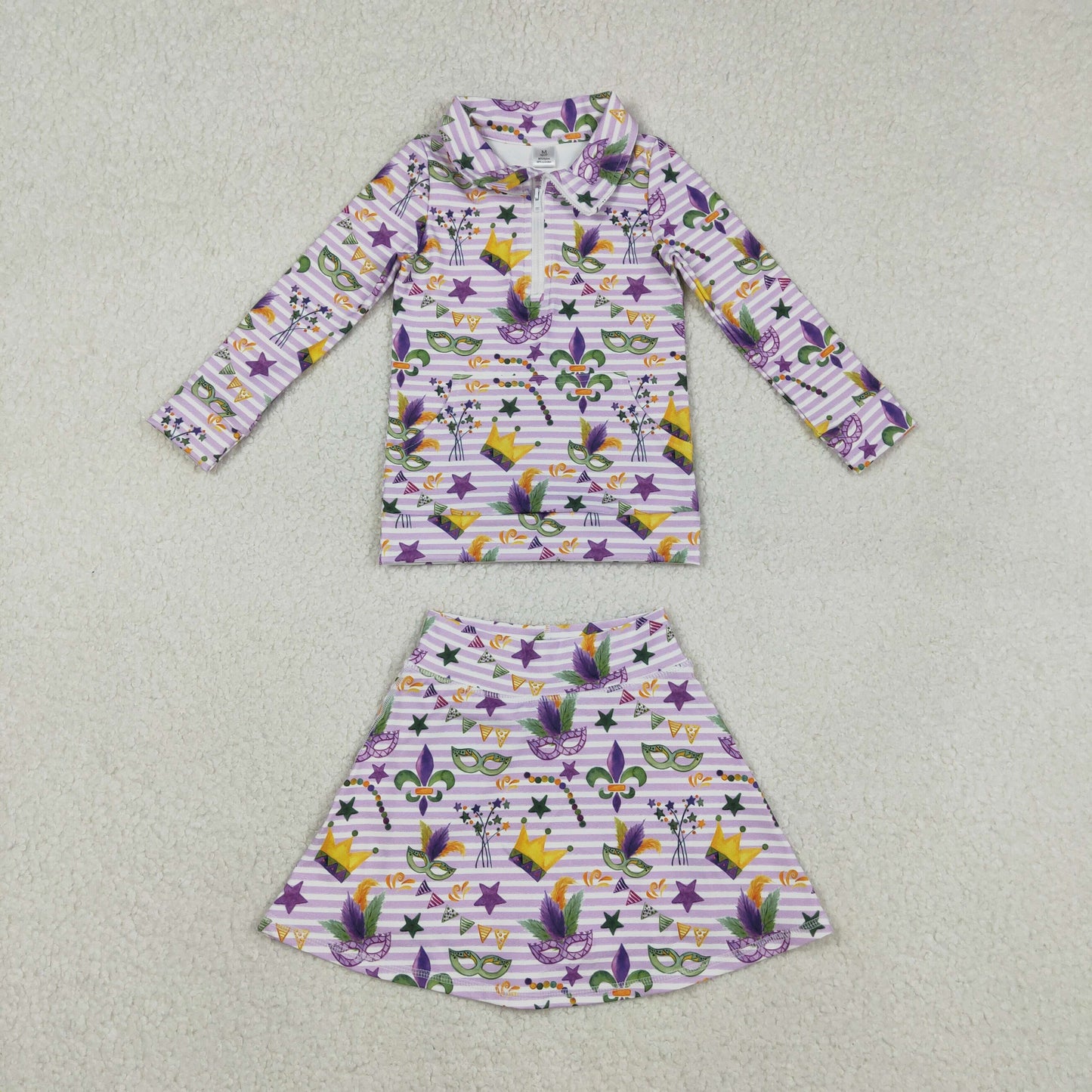 GLD1415瑜伽组合 Yoga Mardi Gras kids girl outfit Skirt 202511 RTS