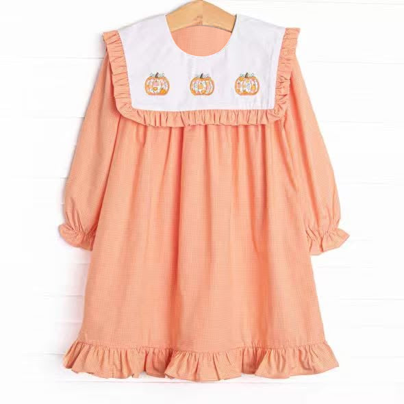 GLD1645 Halloween pumpkin western girl dress RTS 202619 preorder