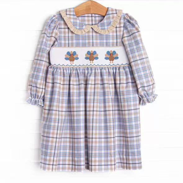 GLD1647 Thanksgiving turkey western girl dress RTS 202619 preorder