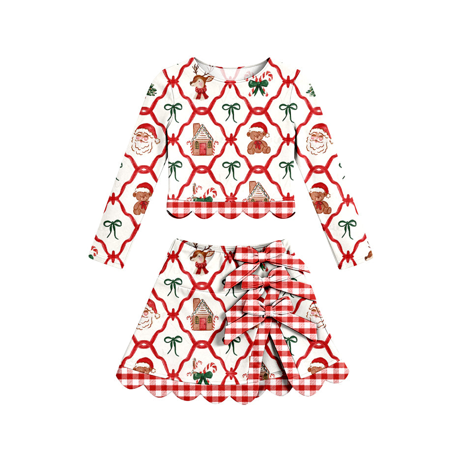 GLD1676 yoga scallop Christmas santa girl outfit skirt 202607 preorder