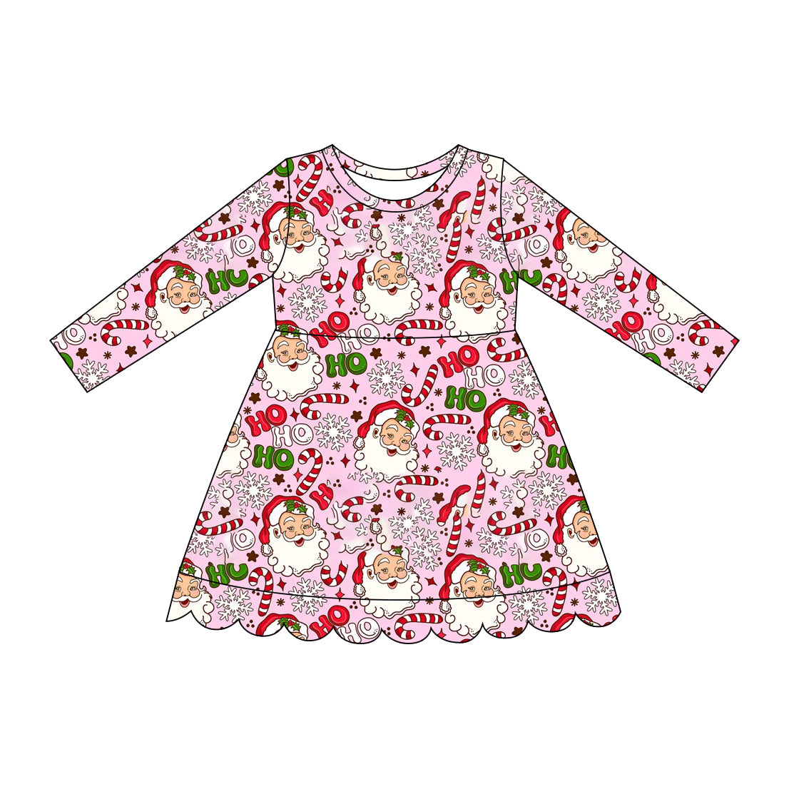 GLD1681 yoga scallop Christmas santa checkerboard girl outfit skirt 202607 preorder