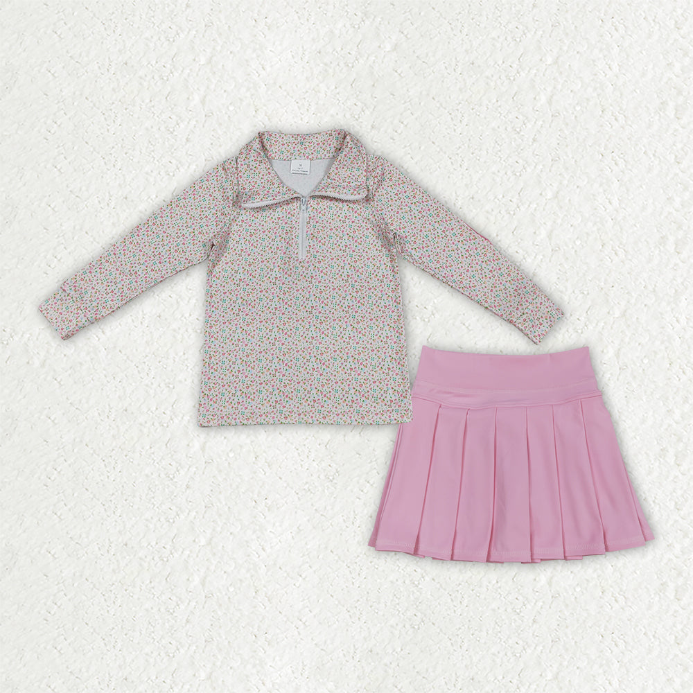 NO MOQ RTS GLD1815-bundle,GT0914+GLK0078-Yoga BOW flower kids girl outfit Skirt 202609