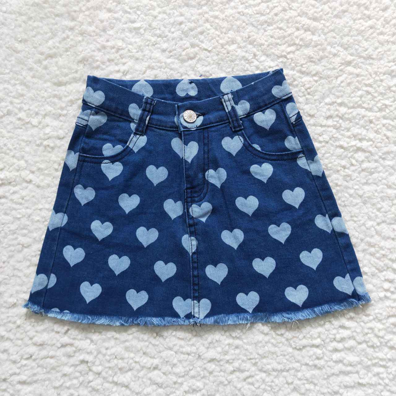 GLK0010 girl button blue heart love girl denim skirts 20230925 RTS