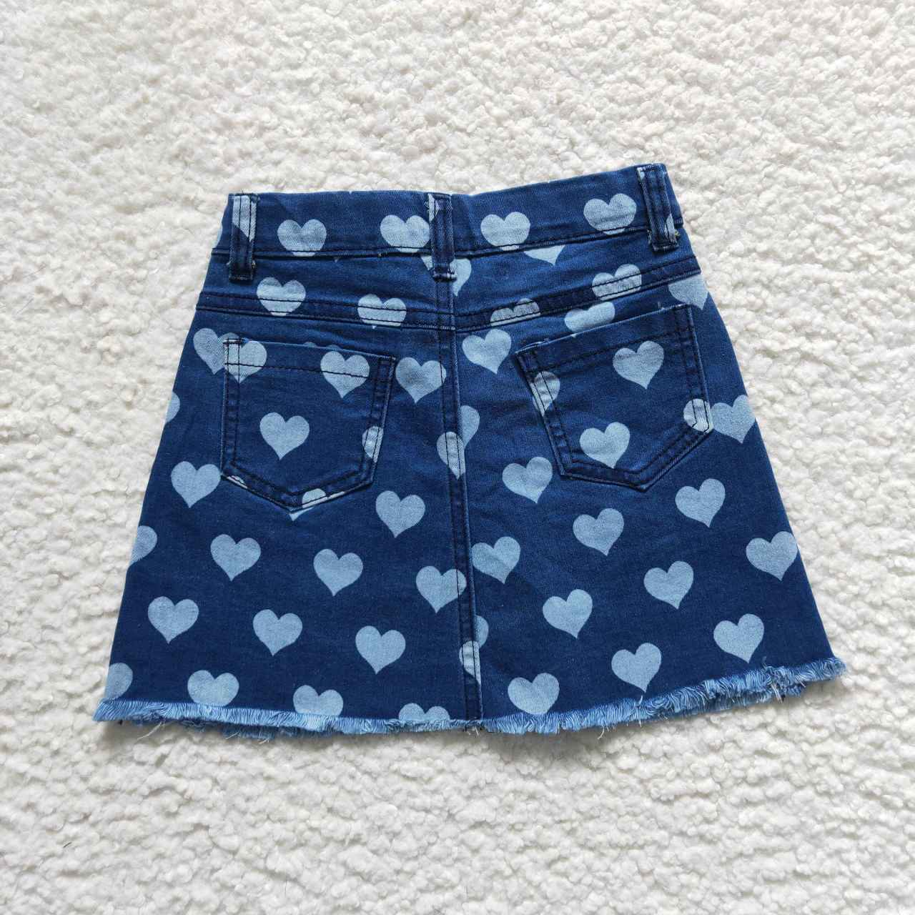 GLK0010 girl button blue heart love girl denim skirts 20230925 RTS