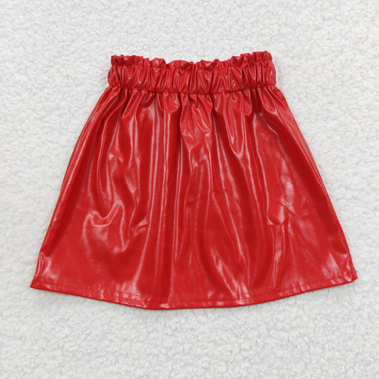 GLK0011 girl leather red skirt 20230729 RTS