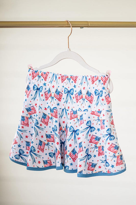 GLK0098 4th July  bow girl kids shorts skirt 202505 preorder