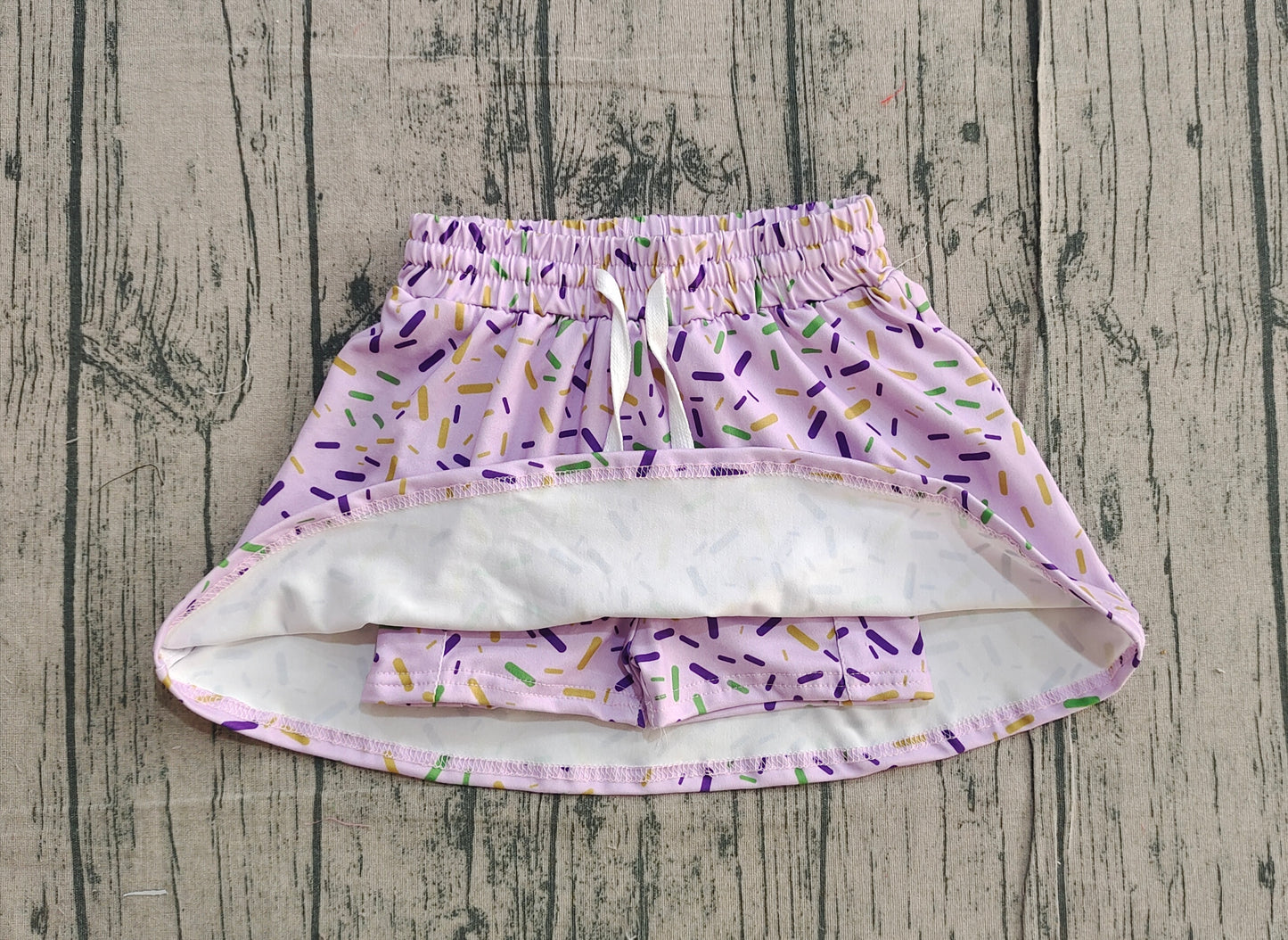 GLK0144 Mardi Gras yoga girl kids shorts skirt 202511 preorder