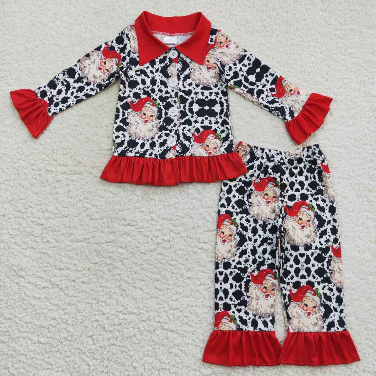 GLP0458 RTS christmas long sleeve kids girl pajamas outfit 202412