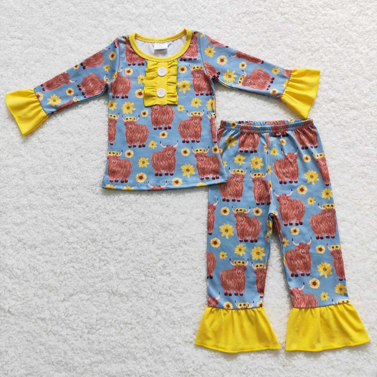 promotion RTS GLP0670 western long sleeve cow pants boy pajamas outfit 202401 RTS