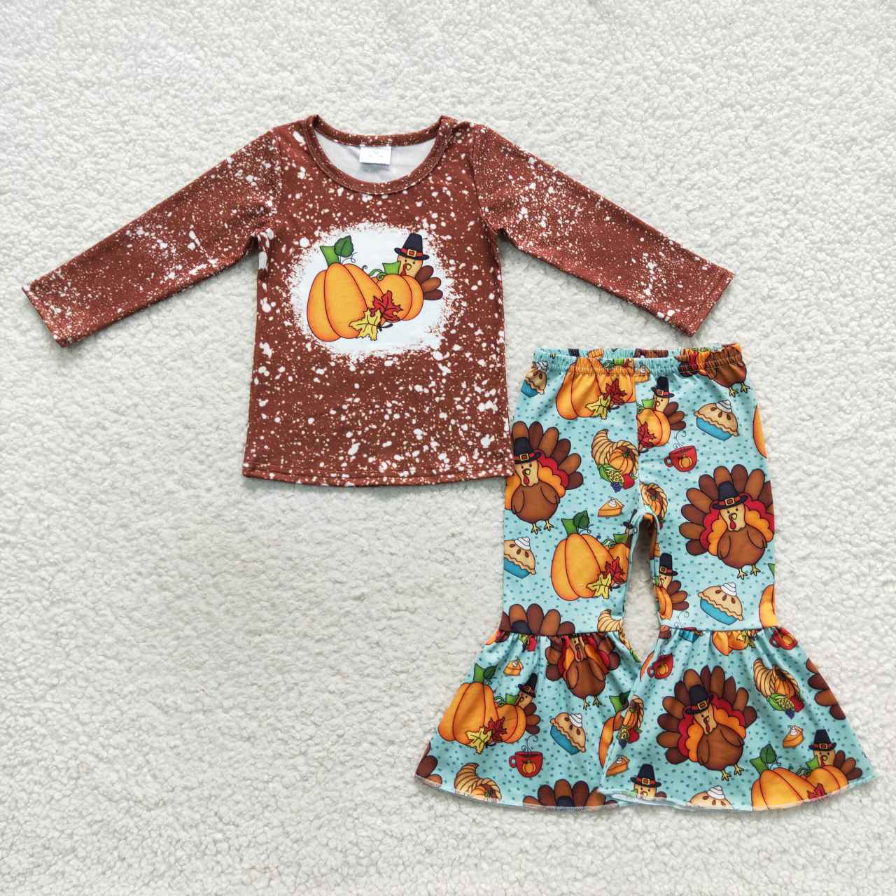 GLP0683 western long sleeve turkey thanksgiving girl outfit 20230916