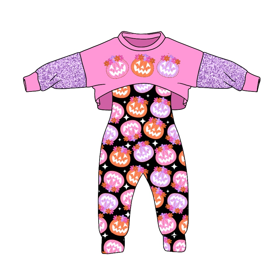 GLP0685 halloween pumpkin overall Long Sleeve jumpsuit Girl outfit preorder 20230726