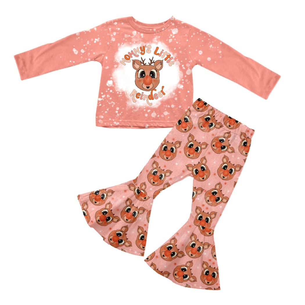 GLP0689 western reindeer long sleeve pink girl outfit 20230726 preorder