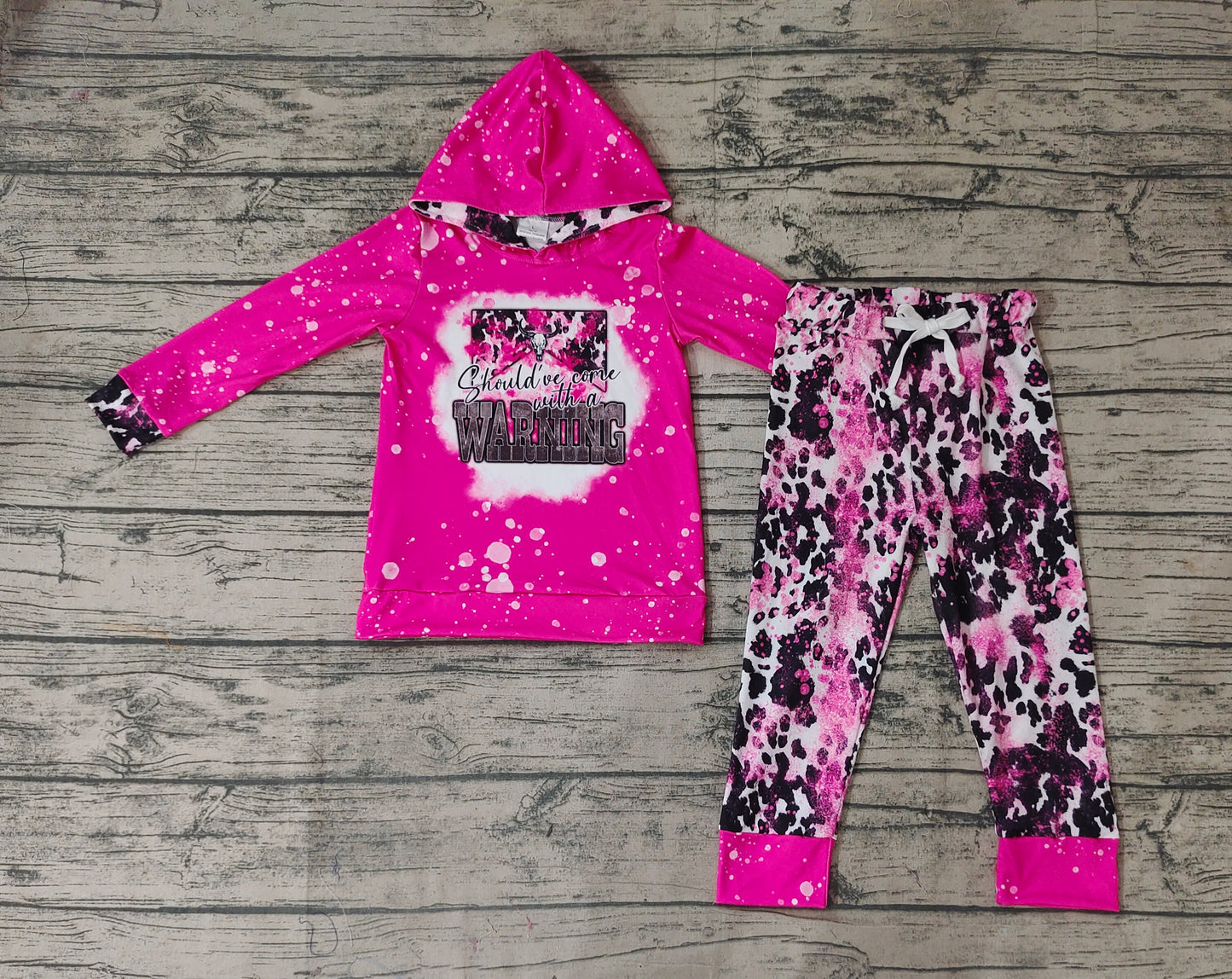 preorder GLP0797 western warning hoodie long sleeve jogging pants girl outfit 20230926