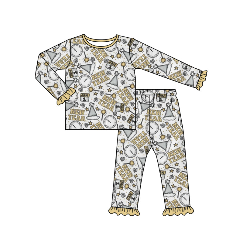 GLP0818 preorder happy new year long sleeve girl pajamas outfit 20230906