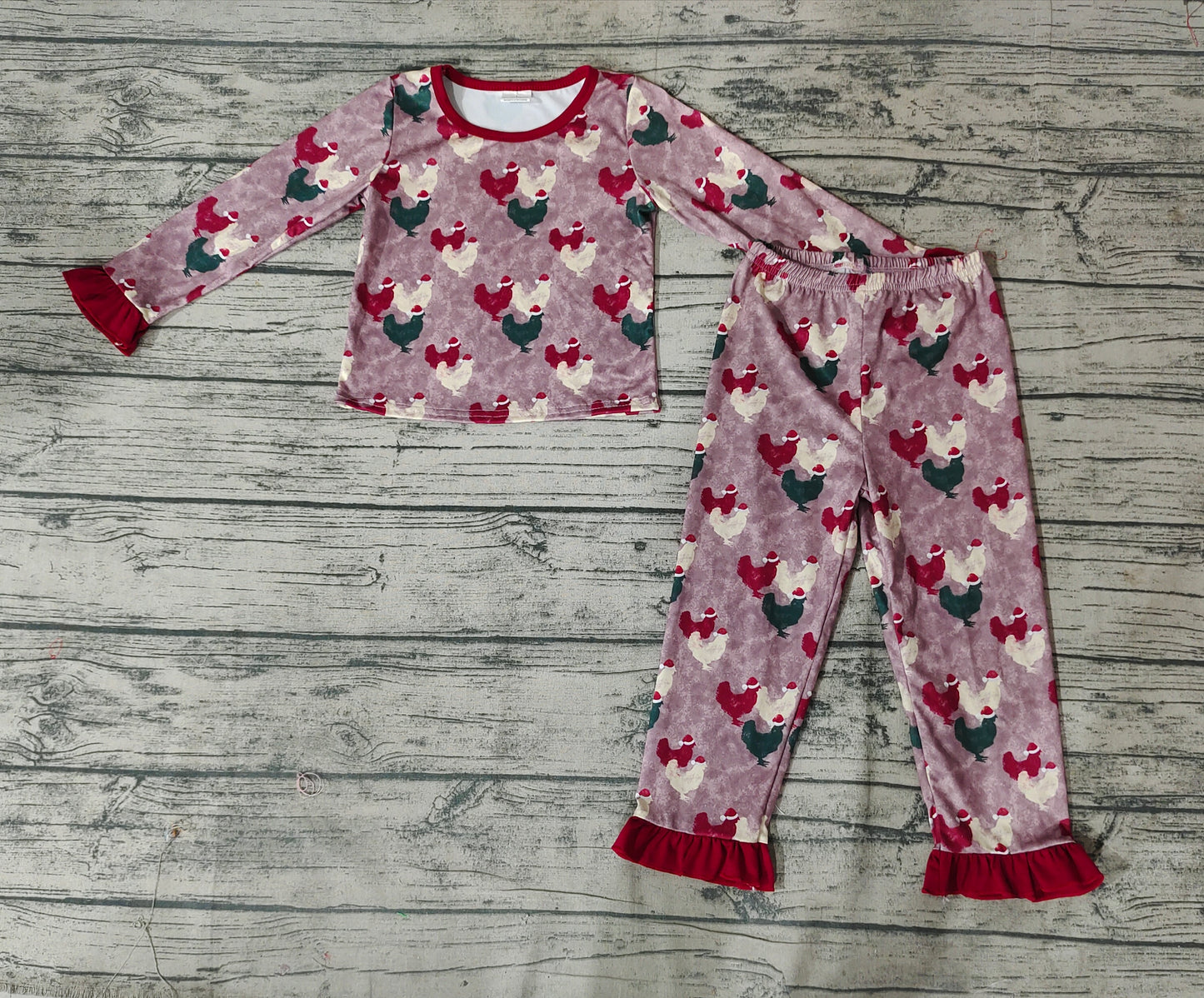GLP0848 chicken long sleeve girl boy pajamas outfit 20231013 RTS