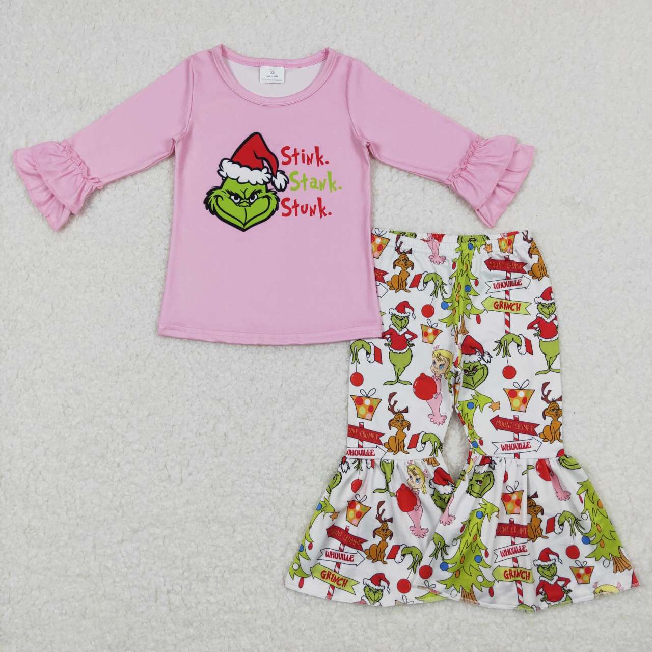 GLP0907 flower Christmas grinch long sleeve girl outfit 20231020 rts