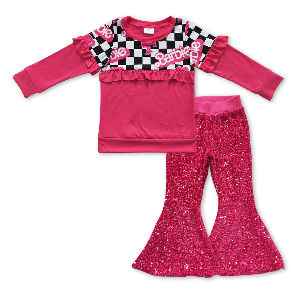 GLP0923组合 barbie RTS pink long sleeve love sequin girl outfit 20231003 RTS
