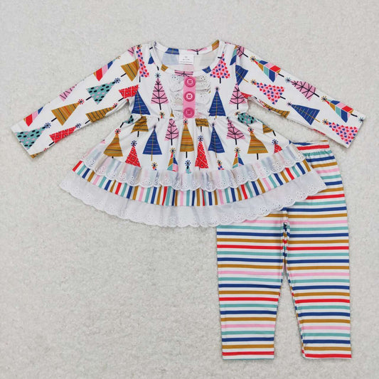 GLP0953 western colorful stripe Christmas tree long sleeve girl outfit RTS 20231107 RTS
