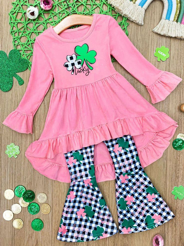 GLP0963 ST. patrack's day lucky green leaf long sleeve girl outfit preorder 20231019