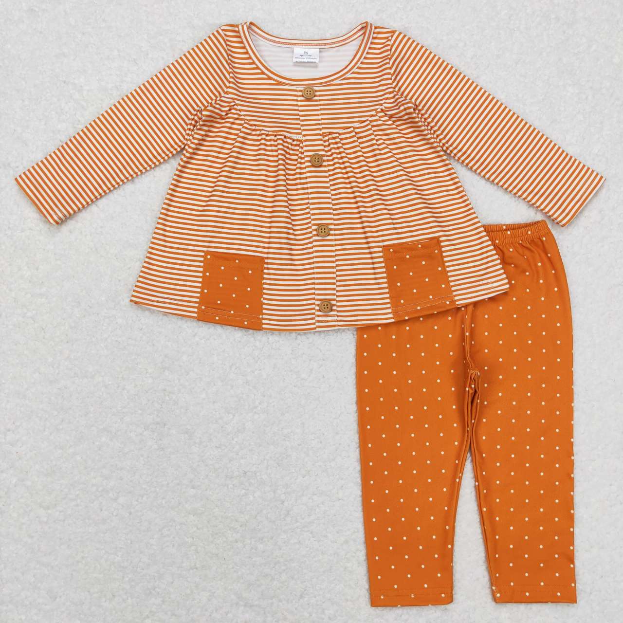 dress flower solid pants GLP0993 orange stripe long sleeve girl outfit RTS 202407 RTS