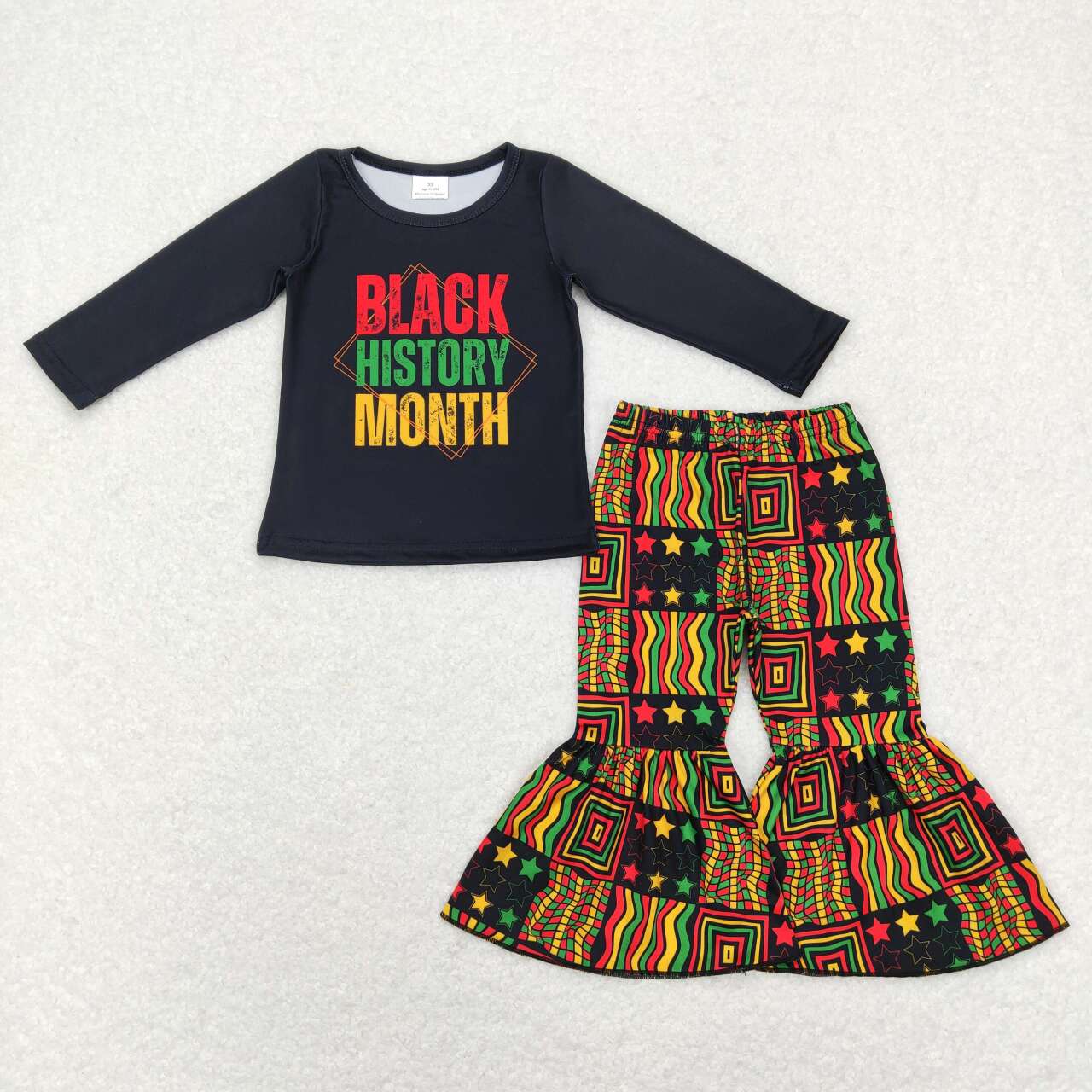 GLP1129 juneteenth Black History Month girl black yellow rhombus Africa girl outfit RTS 202401