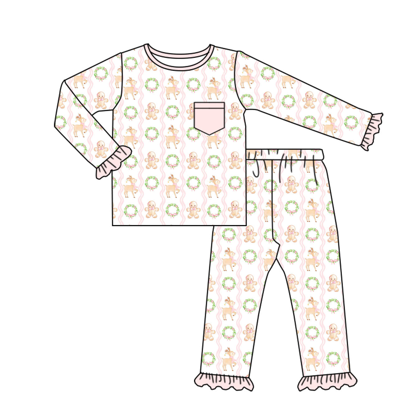 GLP1204 preorder Christmas gingerbread girl pajamas outfit 202405