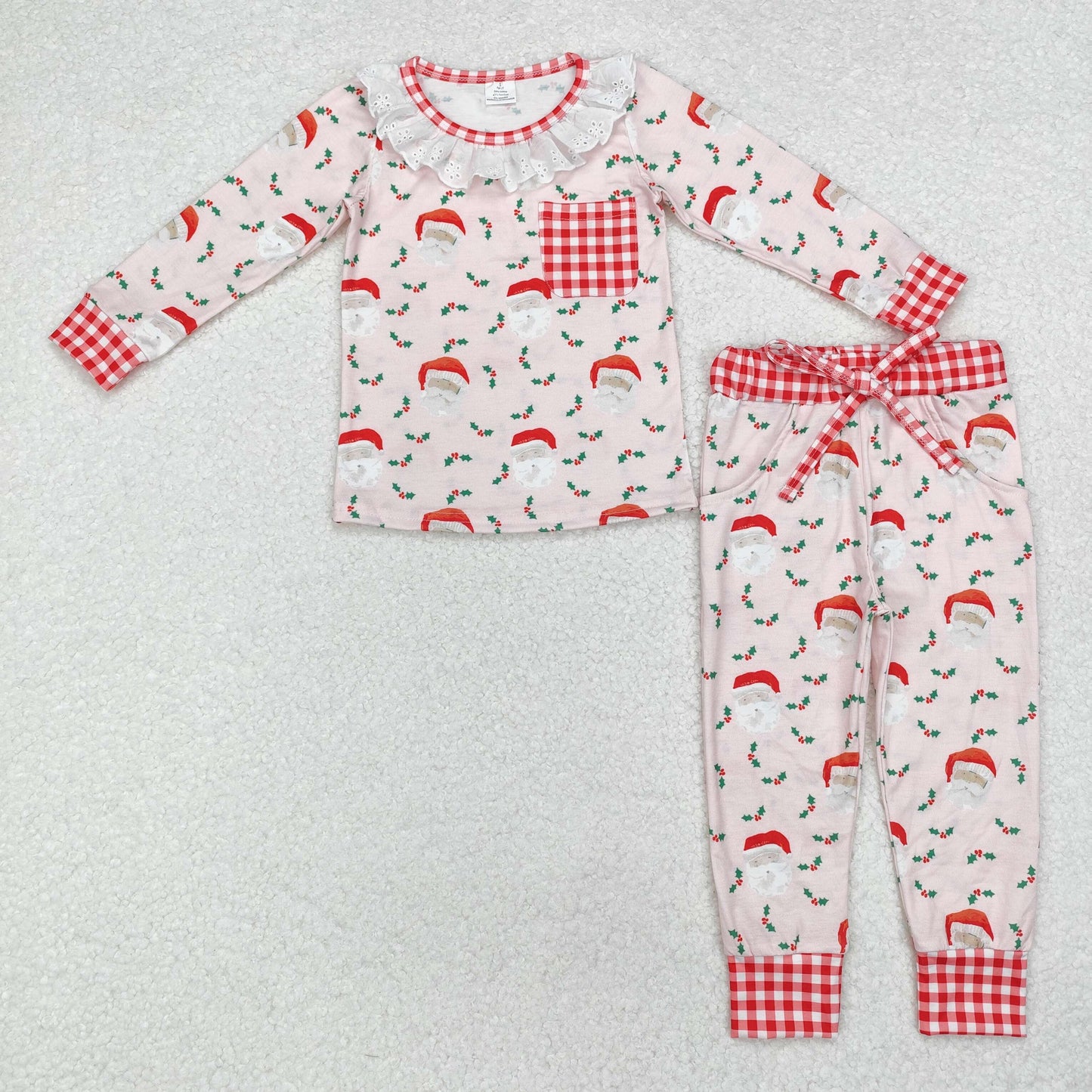 GLP1213 BAMBOO Christmas Santa girl pajamas outfit 202411 RTS