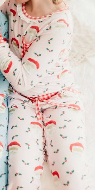 GLP1213 BAMBOO Christmas Santa girl pajamas outfit 202411 RTS