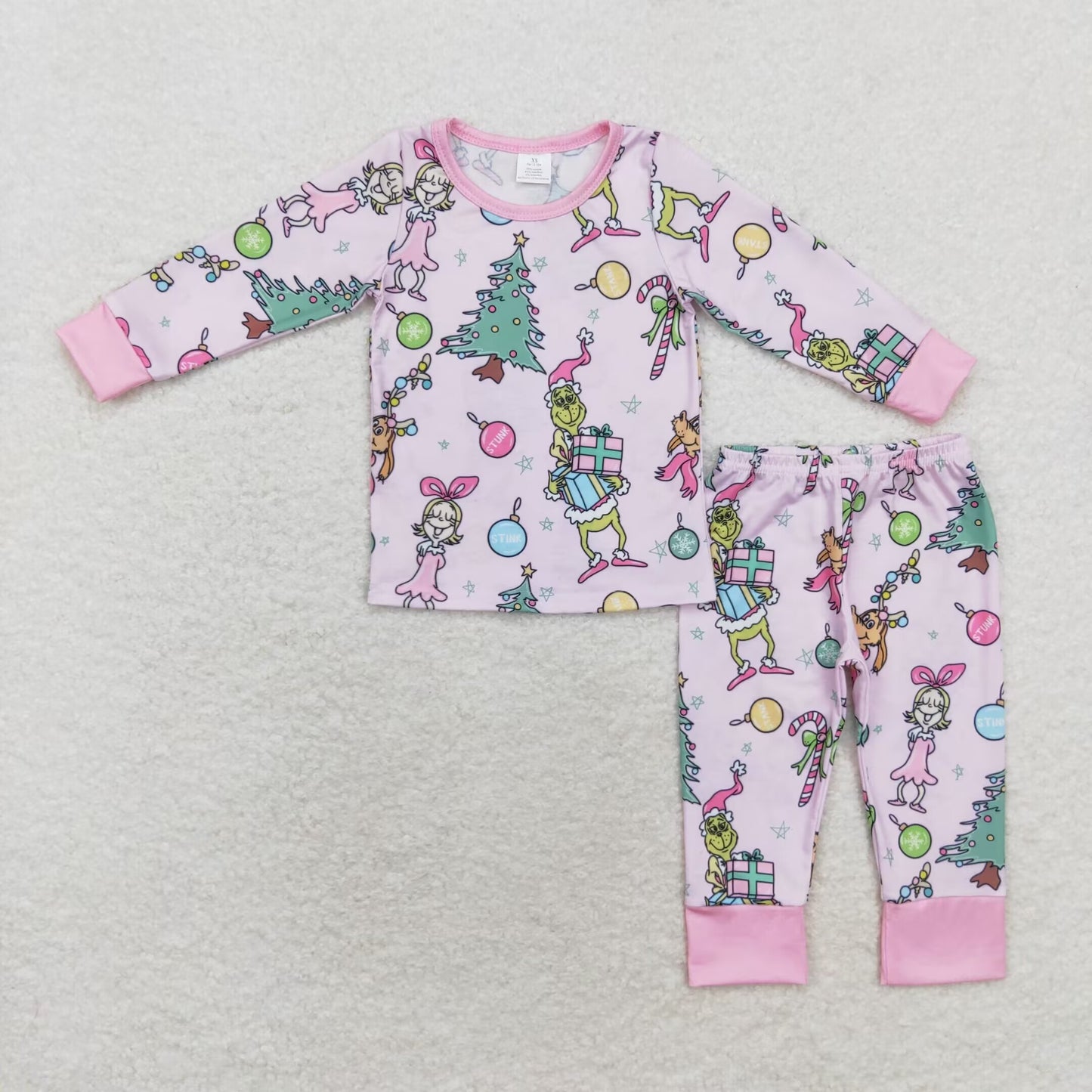 GLP1220 grinch Christmas girl pajamas outfit 202408 RTS