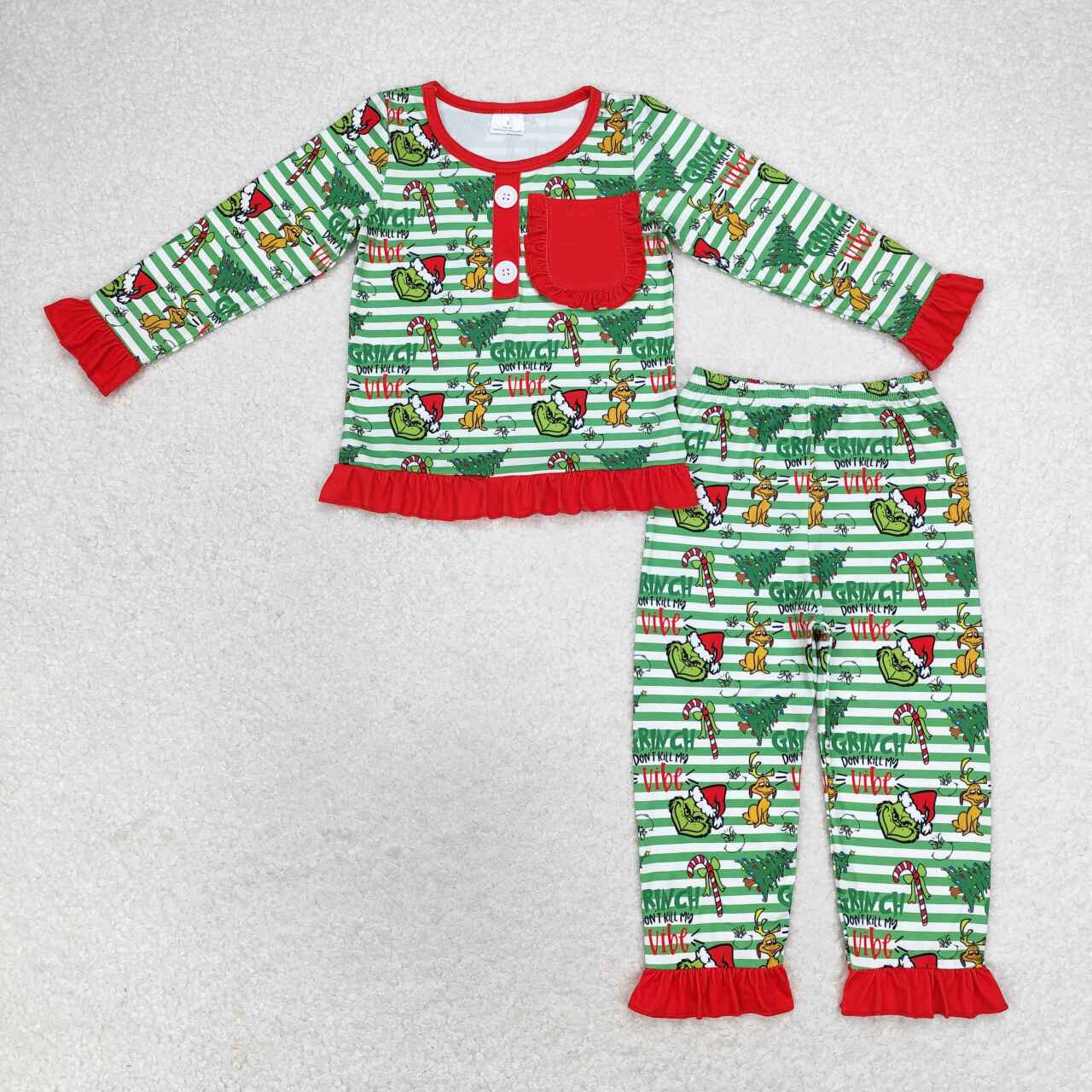 GLP1228 Christmas grinch girl outfit pajamas 202407 RTS Sibling