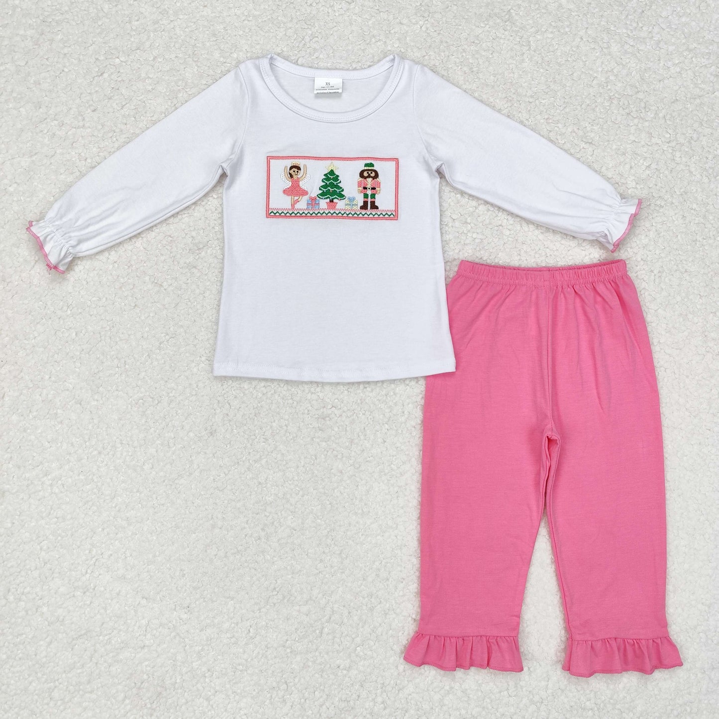 embroidery Christmas nutcracker GLP1236 long sleeve kids girl pajamas outfit 202407 RTS
