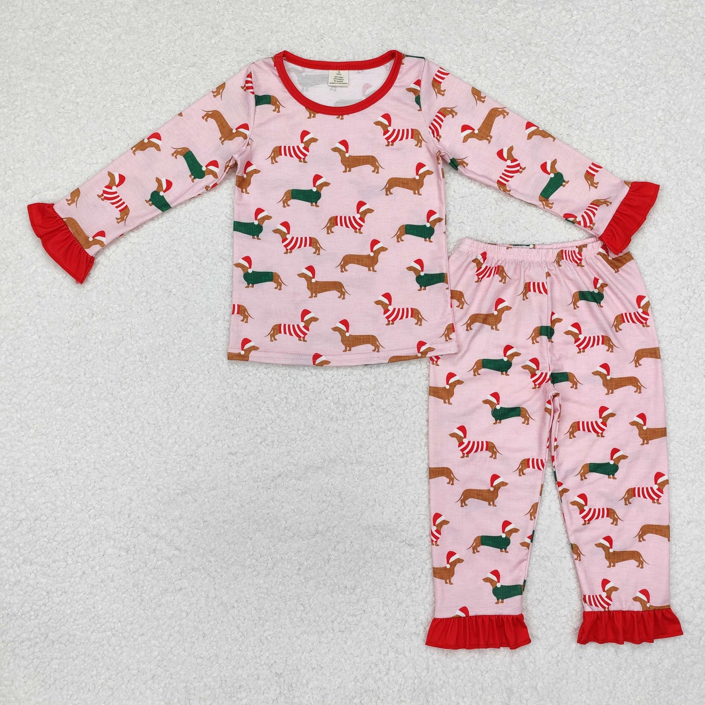 GLP1244 BAMBOO Christmas tree dog girl pajamas outfit 202410 sibling RTS