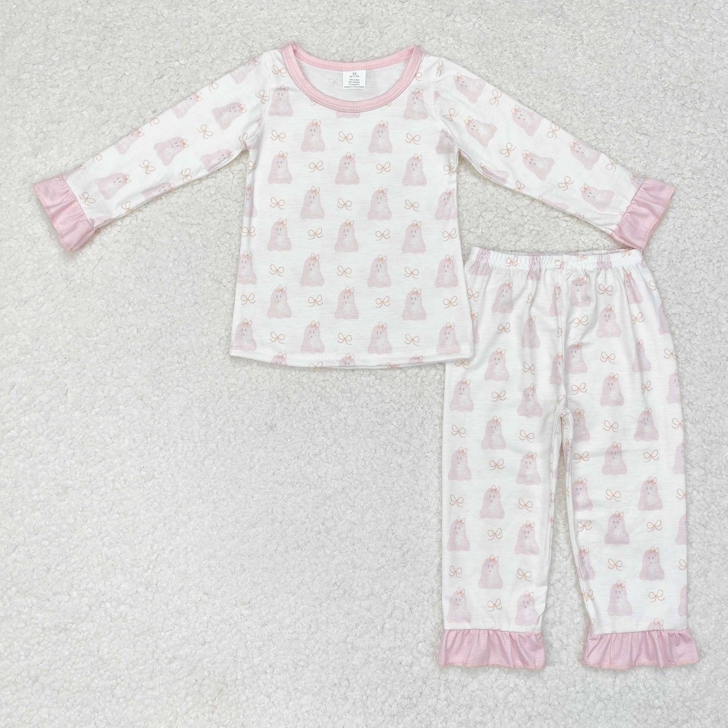 Halloween boo bow bamboo GLP1311 girl outfit pajamas 202407 sibling RTS