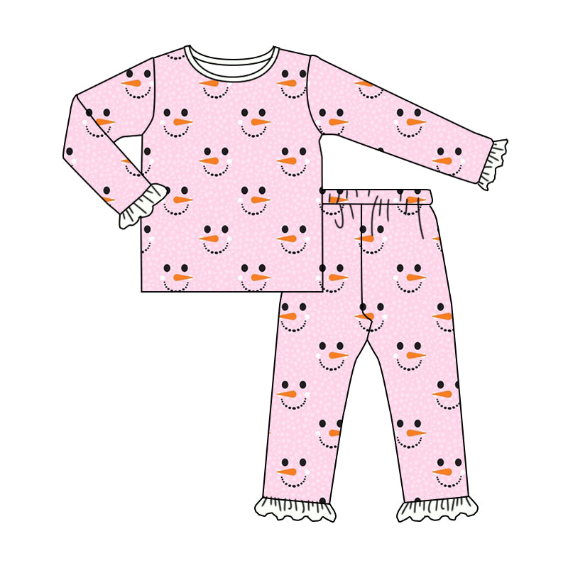 CUSTOM MOQ3 GLP1313 snowmen girl pajamas outfit 202405 sibling