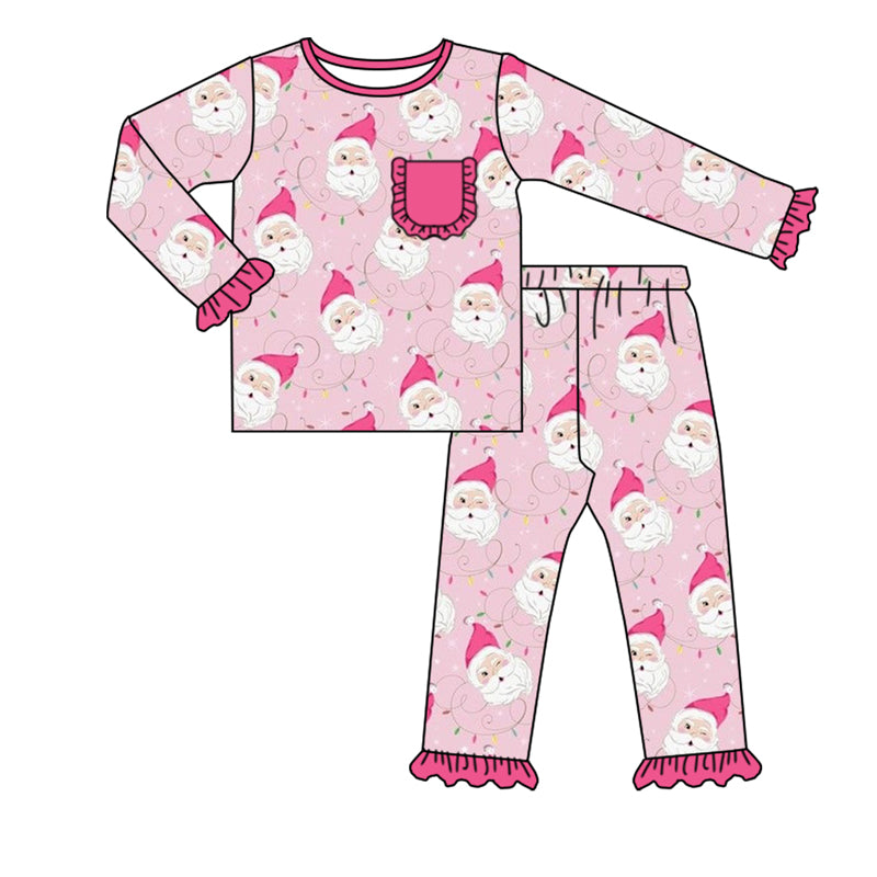 CUSTOM MOQ 3 GLP1315 Christmas santa girl pajamas outfit 202405 sibling
