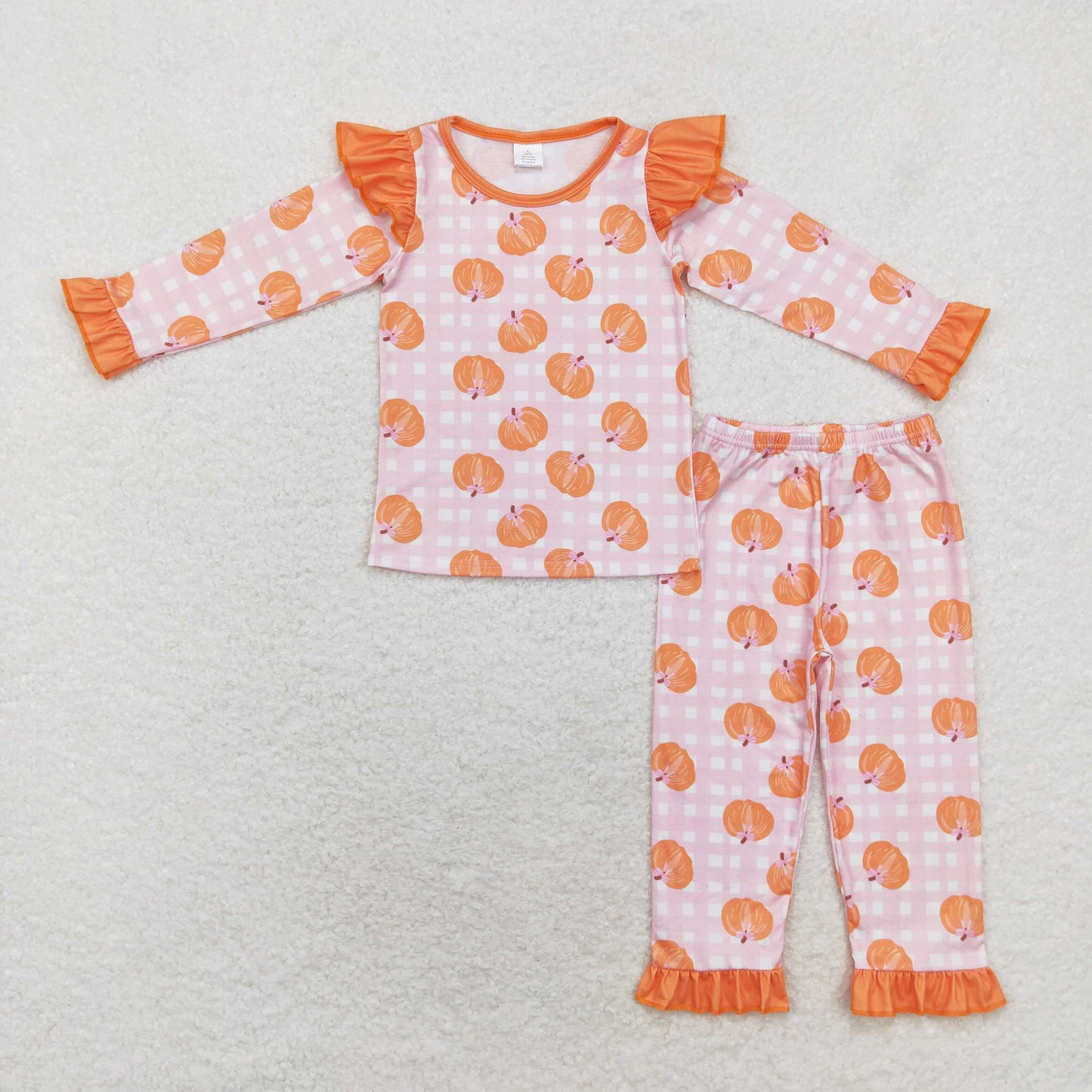 GLP1362 BAMBOO pumpkin Halloween pajamas girl ruffle outfit 202408 rts