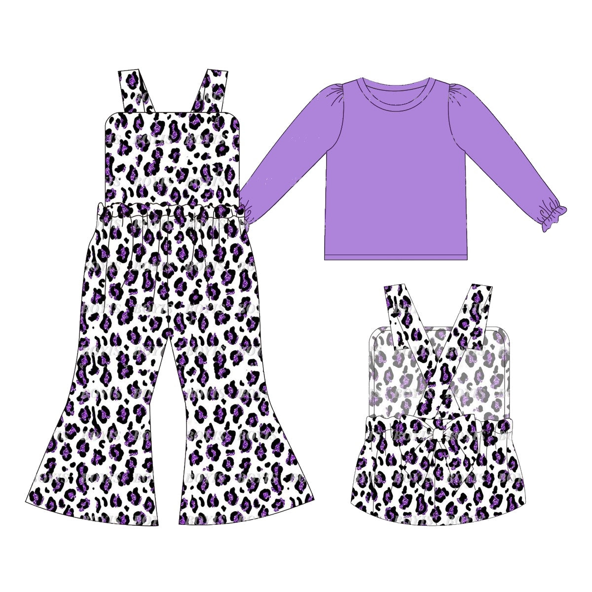 GLP1373组合 purple jumpsuit girl outfit 202408 sibling RTS
