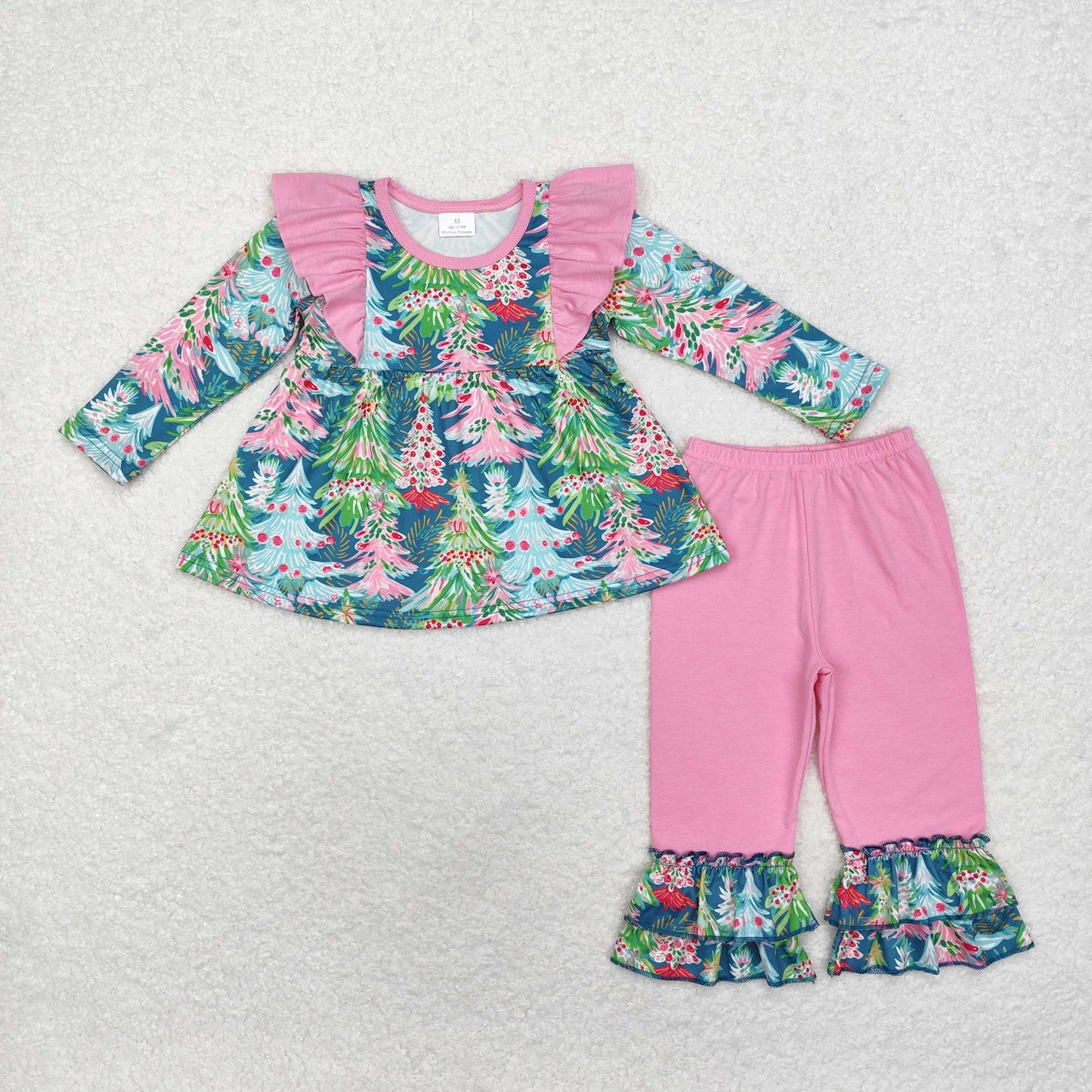 GLP1474 Christmas Tree girl pajamas outfit 202408 sibling RTS