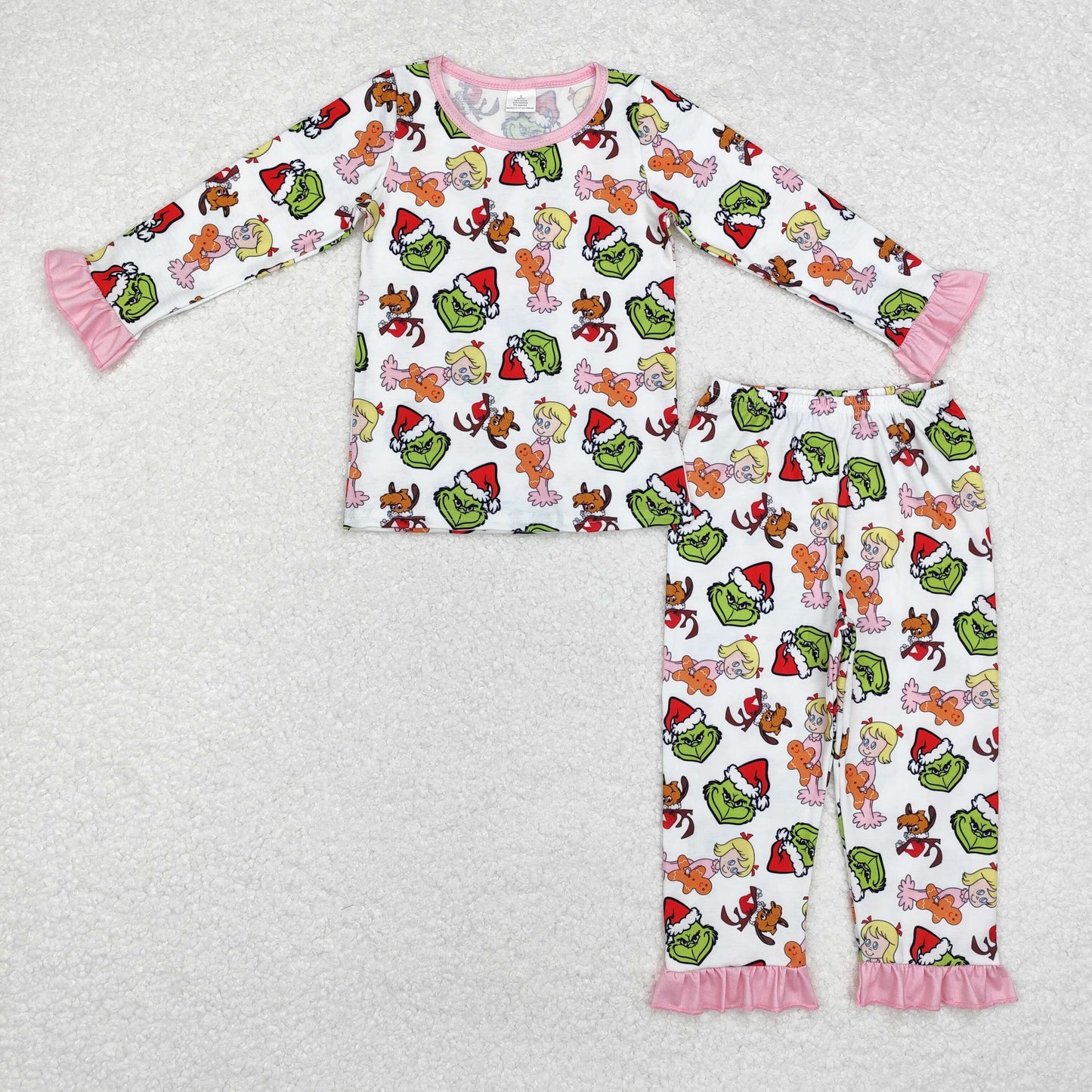 GLP1477 BAMBOO Christmas grinch girl pajamas outfit 202409 sibling RTS